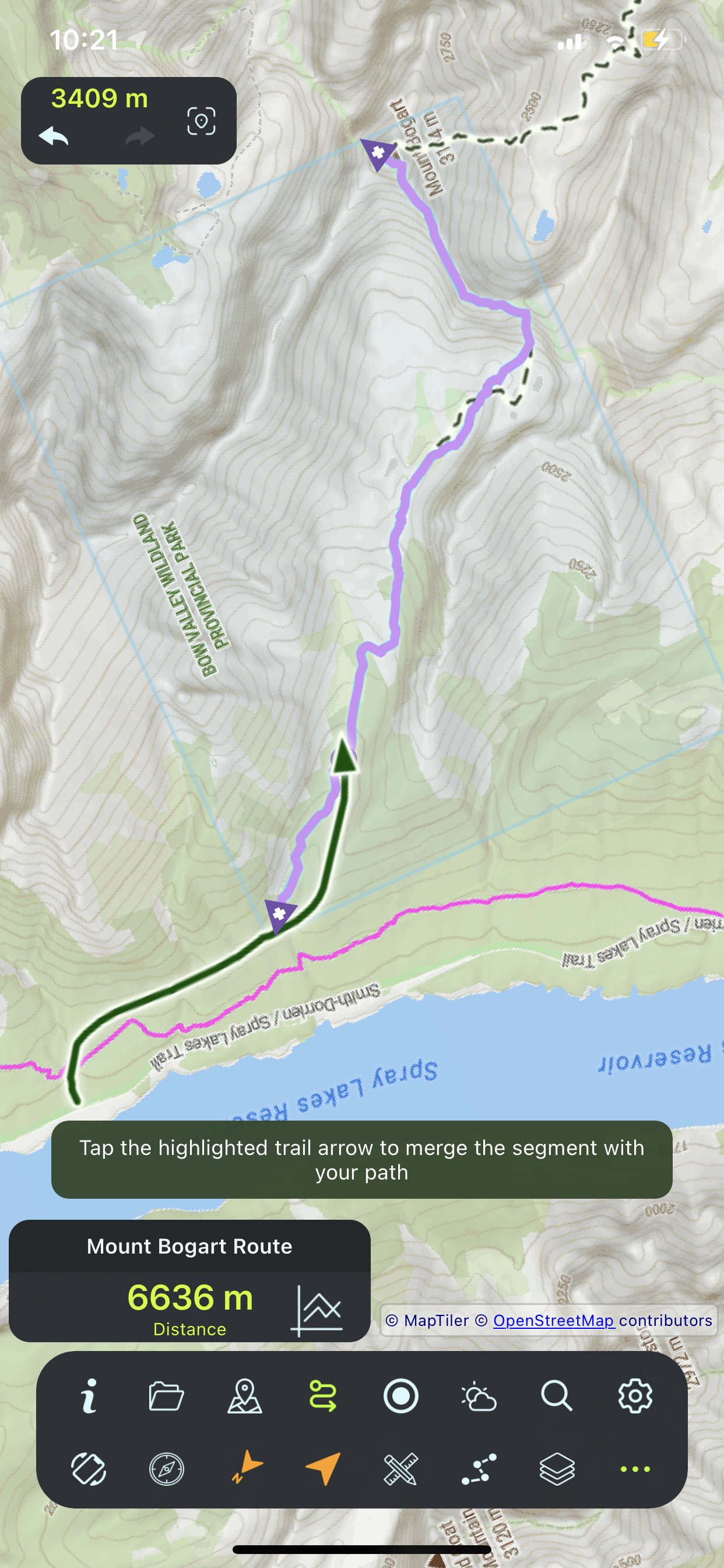 Pink trail with arrows